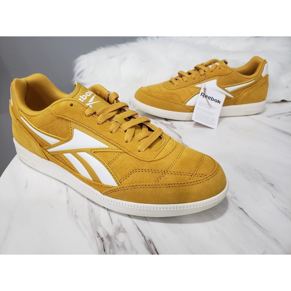 NEW NO BOX SIZE 10.5 Reebok Finale Grit Gold WHITE CHALK SNEAKERS MUSTARD SUEDE